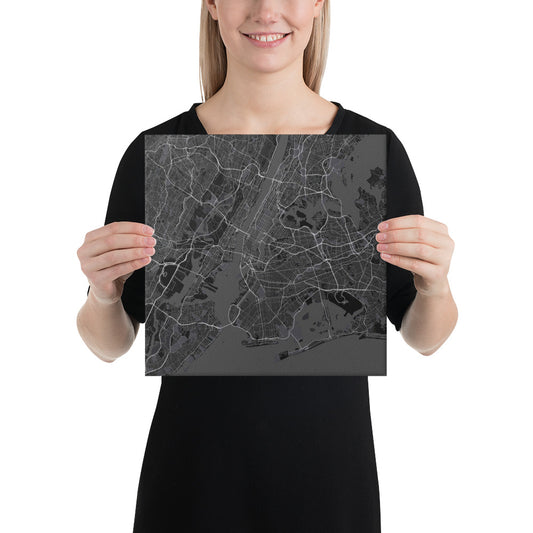 New York Black Canvas Map