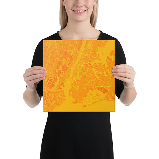 New York Orange and Yellow Canvas Map