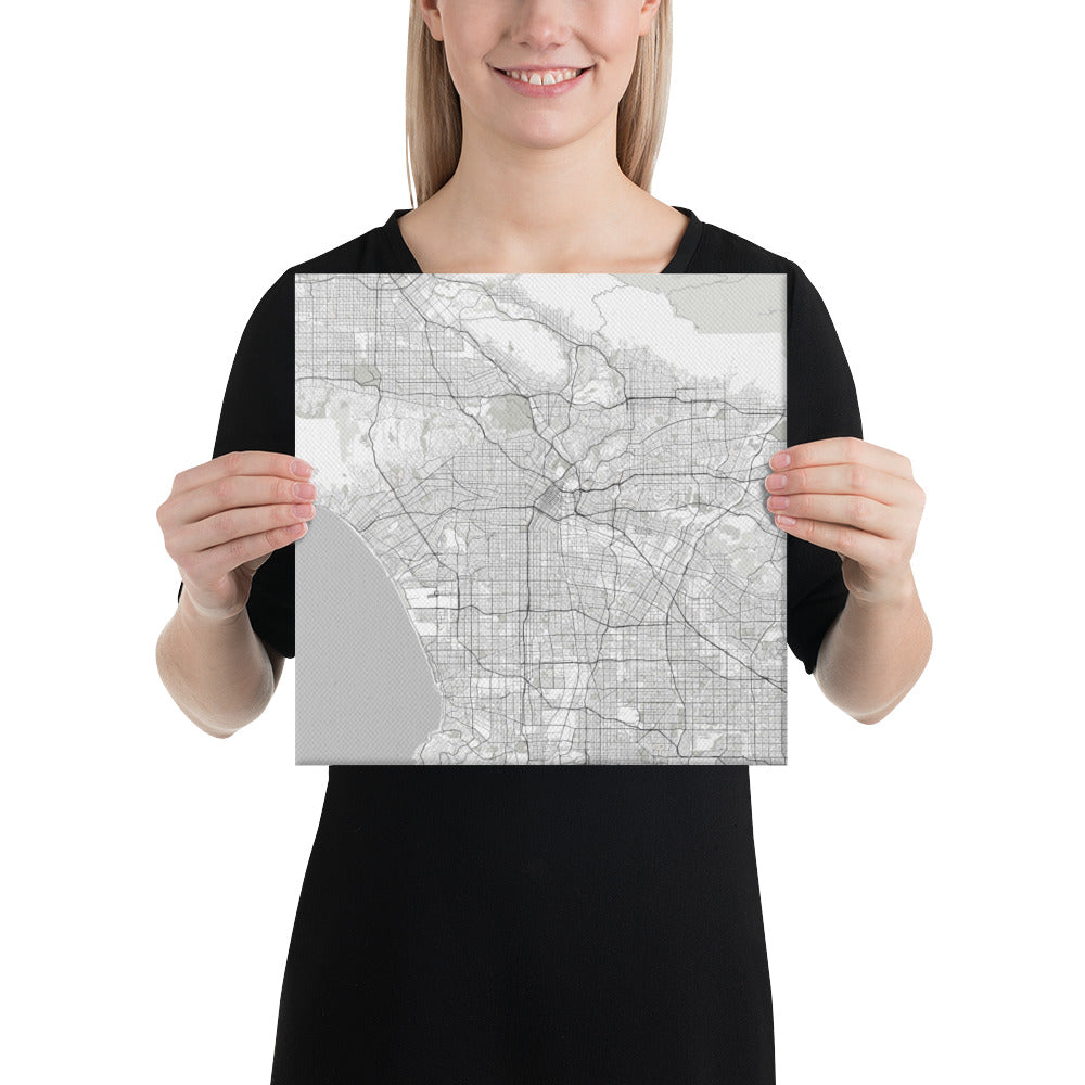 Los Angeles White Canvas Map