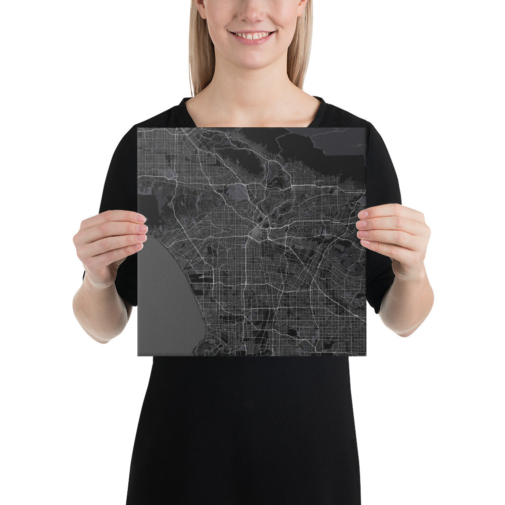 Los Angeles Black Canvas Map