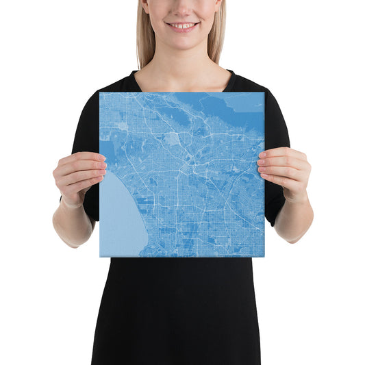 Los Angeles Blue and White Canvas Map