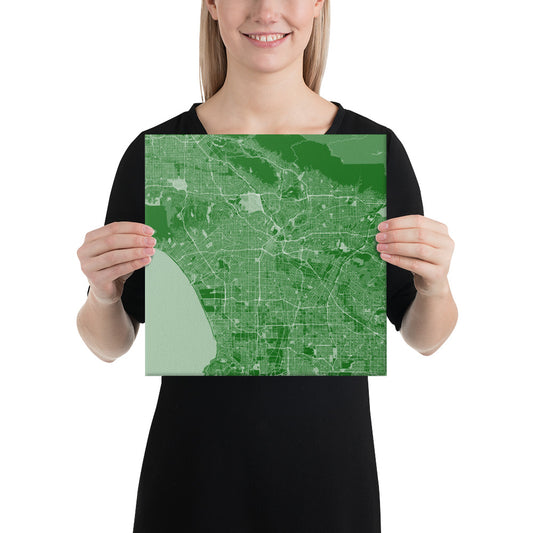 Los Angeles Green and White Canvas Map