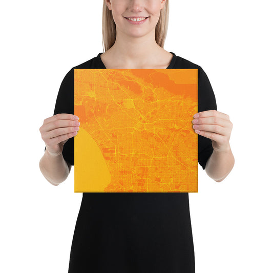 Los Angeles Orange and Yellow Canvas Map