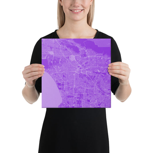 Los Angeles Purple and White Canvas Map