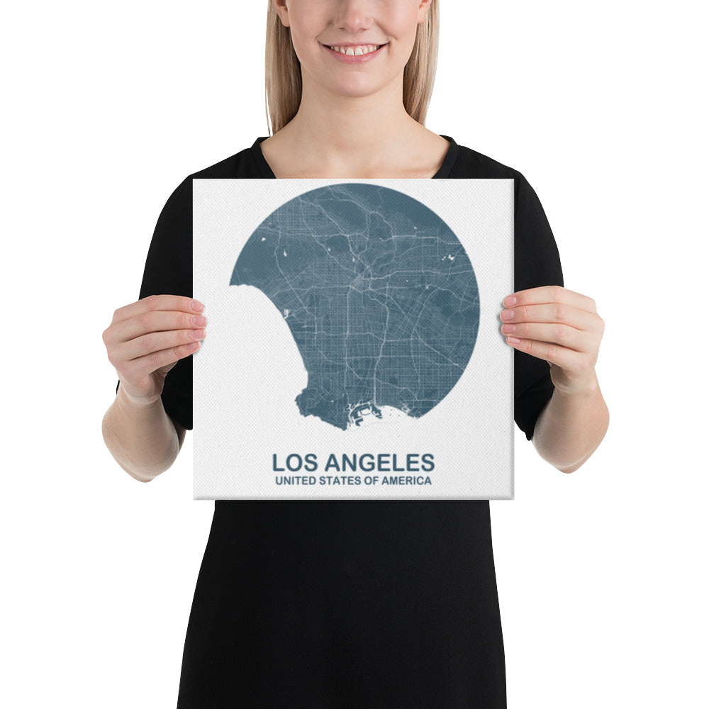 Los Angeles Circular Blue Canvas Map