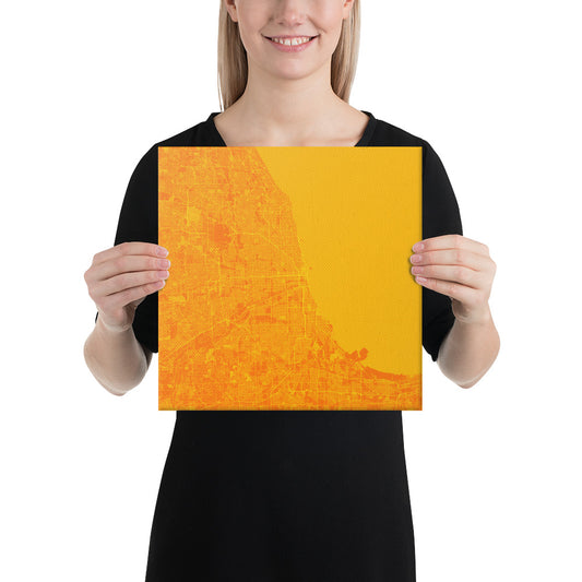 Chicago Orange and Yellow Canvas Map