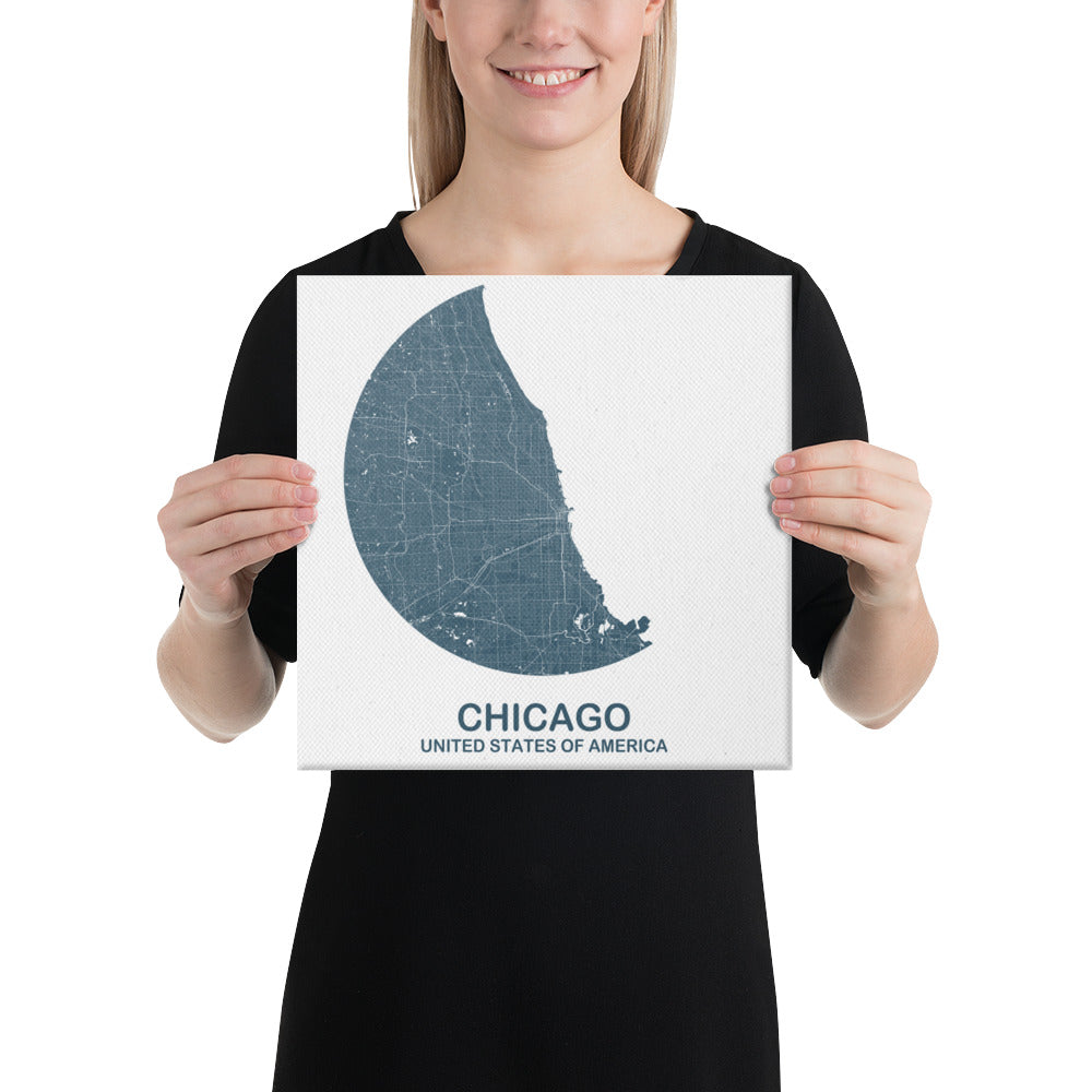 Chicago Circular Blue Canvas Map