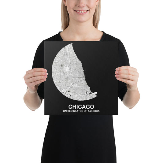 Chicago Circular White Canvas Map