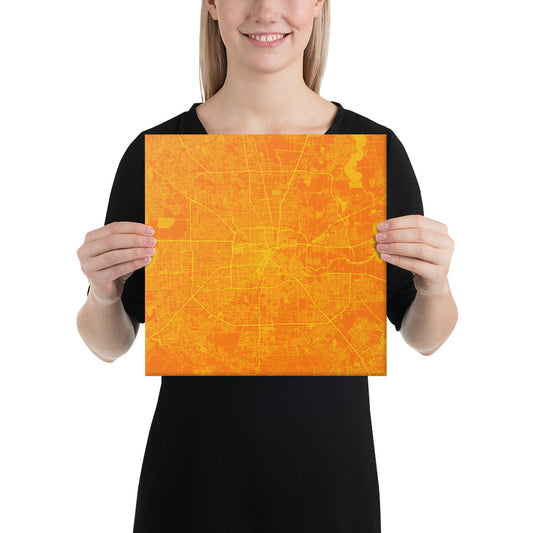 Houston Orange and Yellow Canvas Map