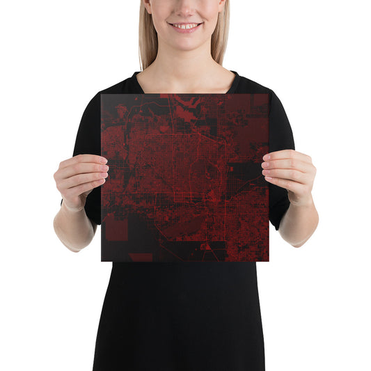 Phoenix Black and Red Canvas Map