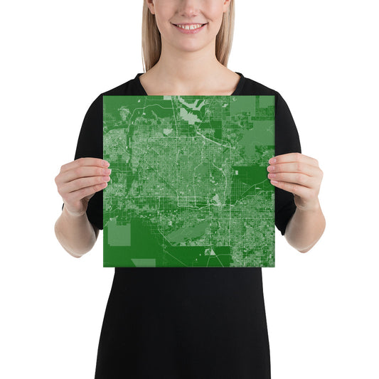 Phoenix Green and White Canvas Map