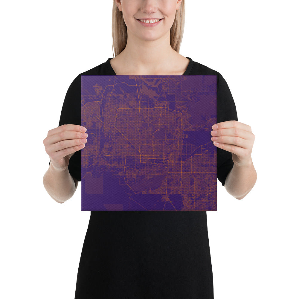 Phoenix Purple and Orange Canvas Map