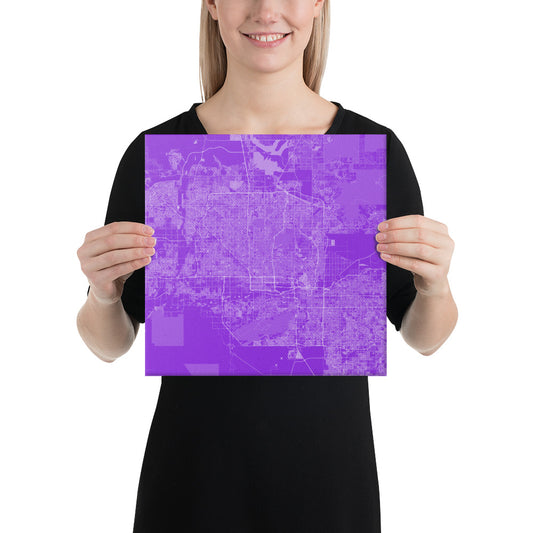 Phoenix Purple and White Canvas Map