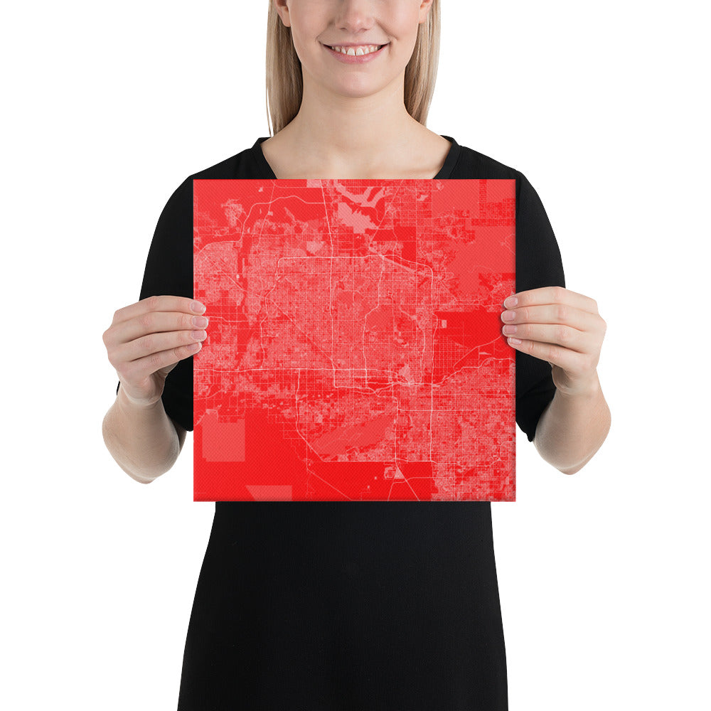 Phoenix Red and White Canvas Map