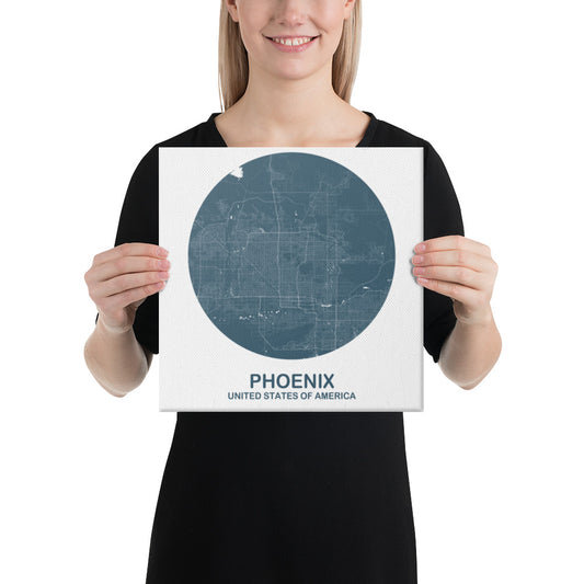 Phoenix Circular Blue Canvas Map