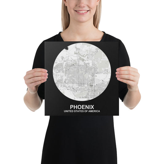 Phoenix Circular White Canvas Map