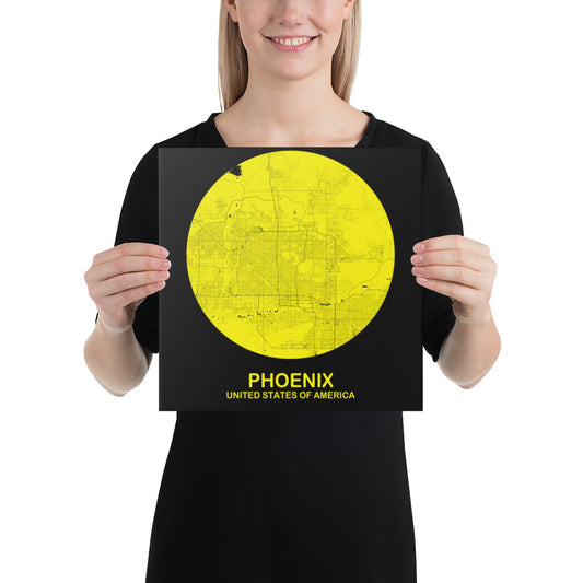 Phoenix Circular Yellow Canvas Map