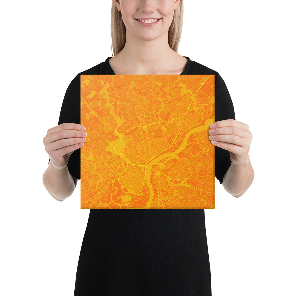 Philadelphia Orange and Yellow Canvas Map