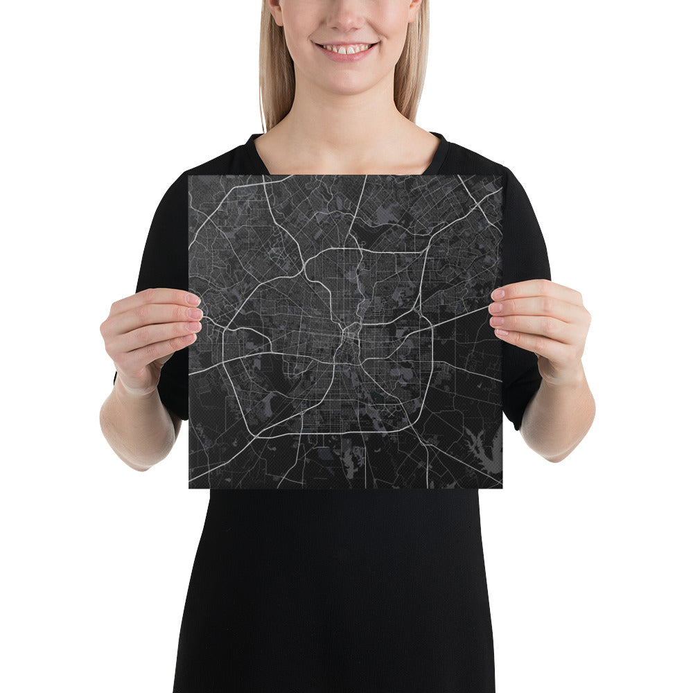 San Antonio Black Canvas Map