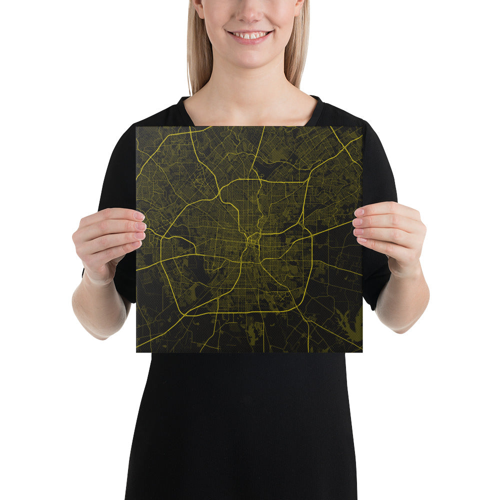 San Antonio Black and Yellow Canvas Map