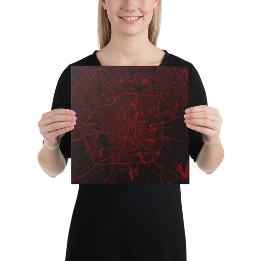 San Antonio Black and Red Canvas Map