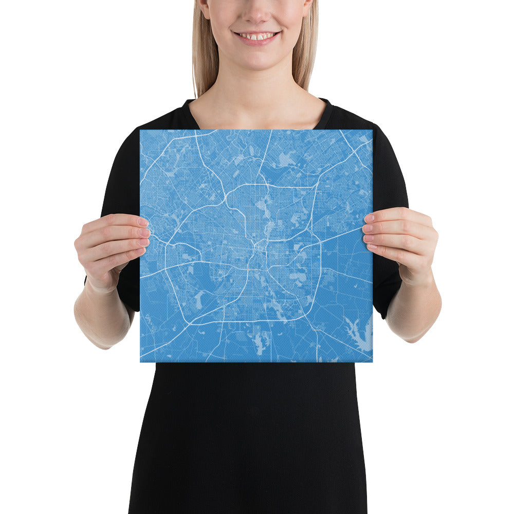 San Antonio Blue and White Canvas Map