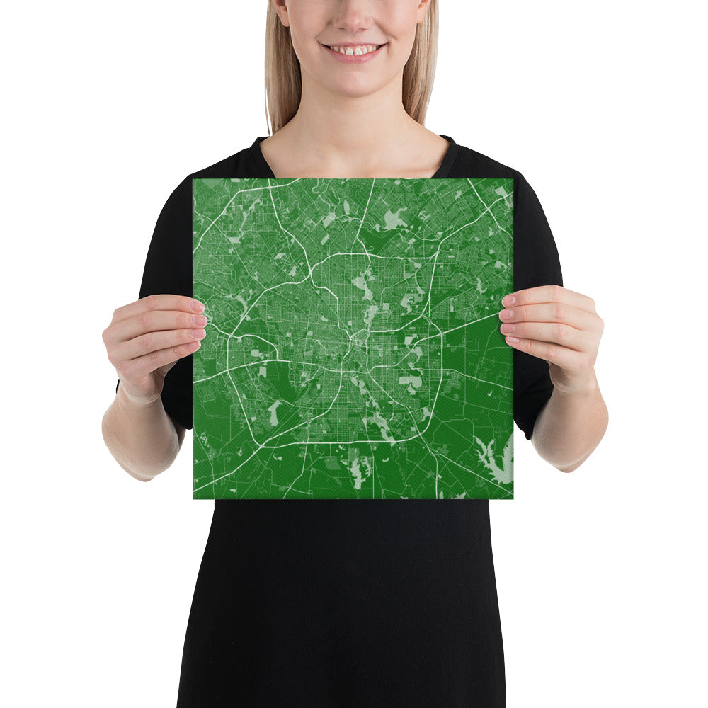 San Antonio Green and White Canvas Map