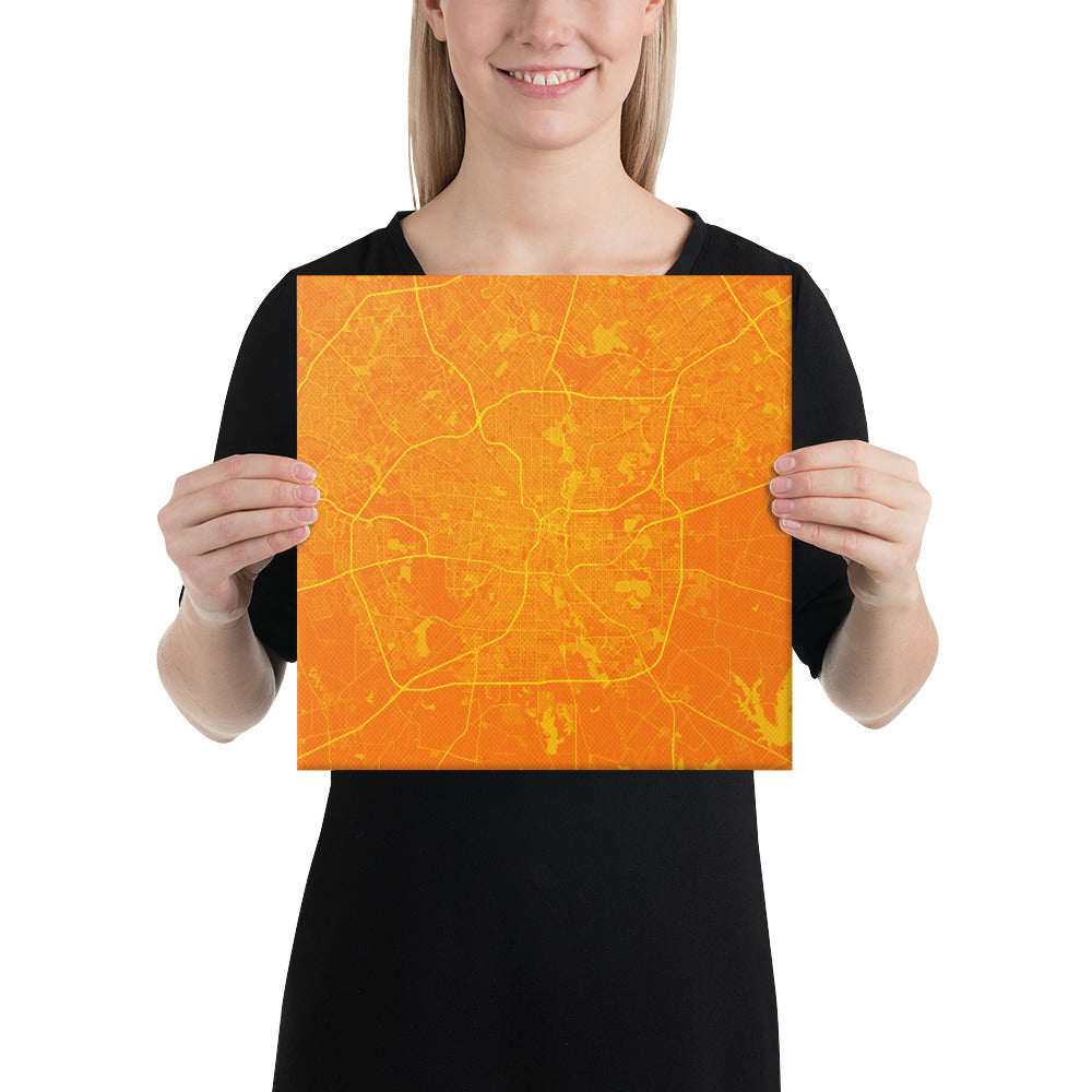 San Antonio Orange and Yellow Canvas Map