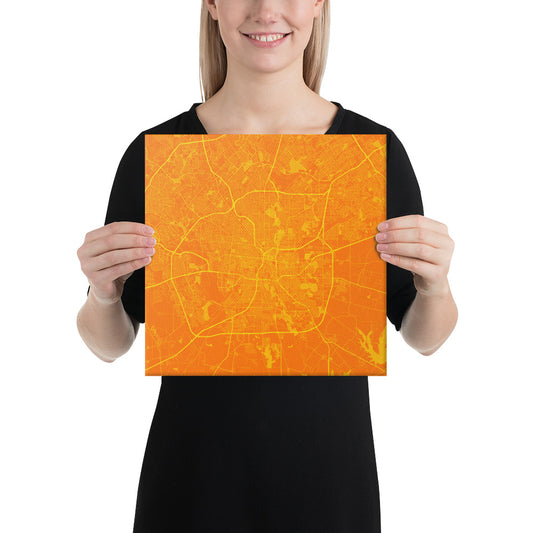 San Antonio Orange and Yellow Canvas Map