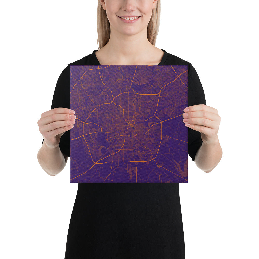 San Antonio Purple and Orange Canvas Map