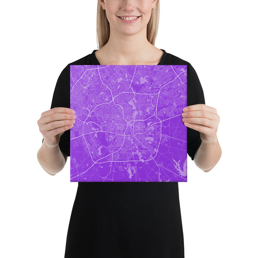 San Antonio Purple and White Canvas Map