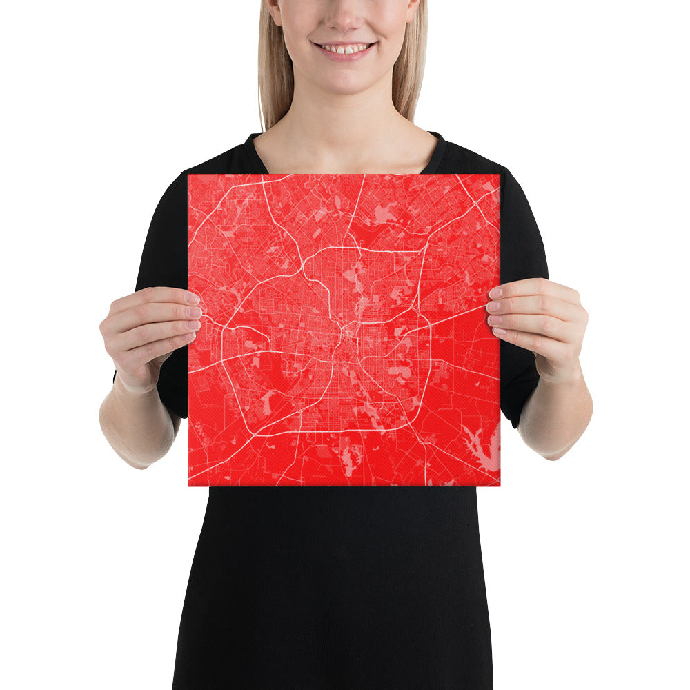 San Antonio Red and White Canvas Map