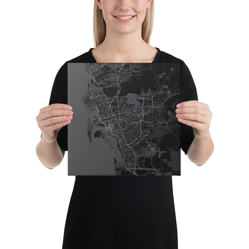 San Diego Black Canvas Map