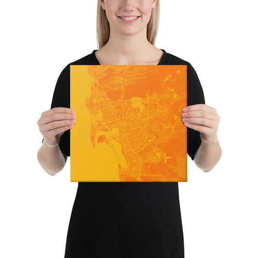 San Diego Orange and Yellow Canvas Map