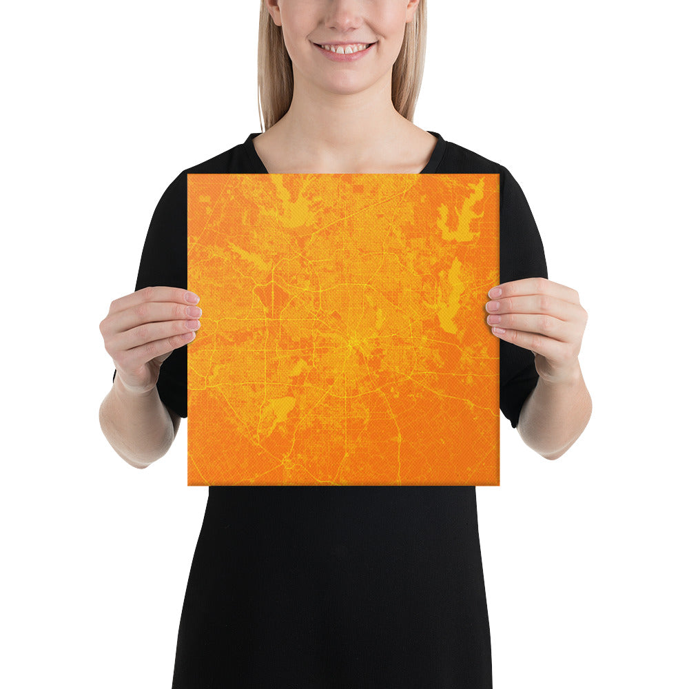 Dallas Orange and Yellow Canvas Map