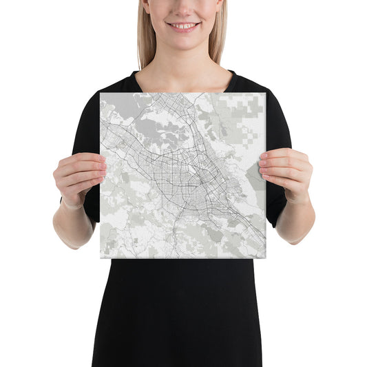 San Jose White Canvas Map