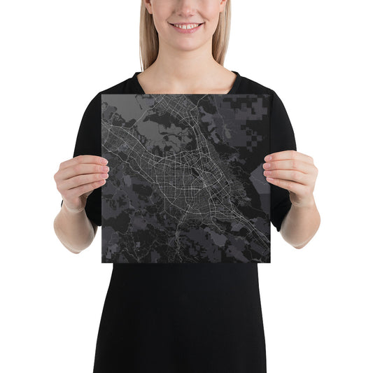 San Jose Black Canvas Map