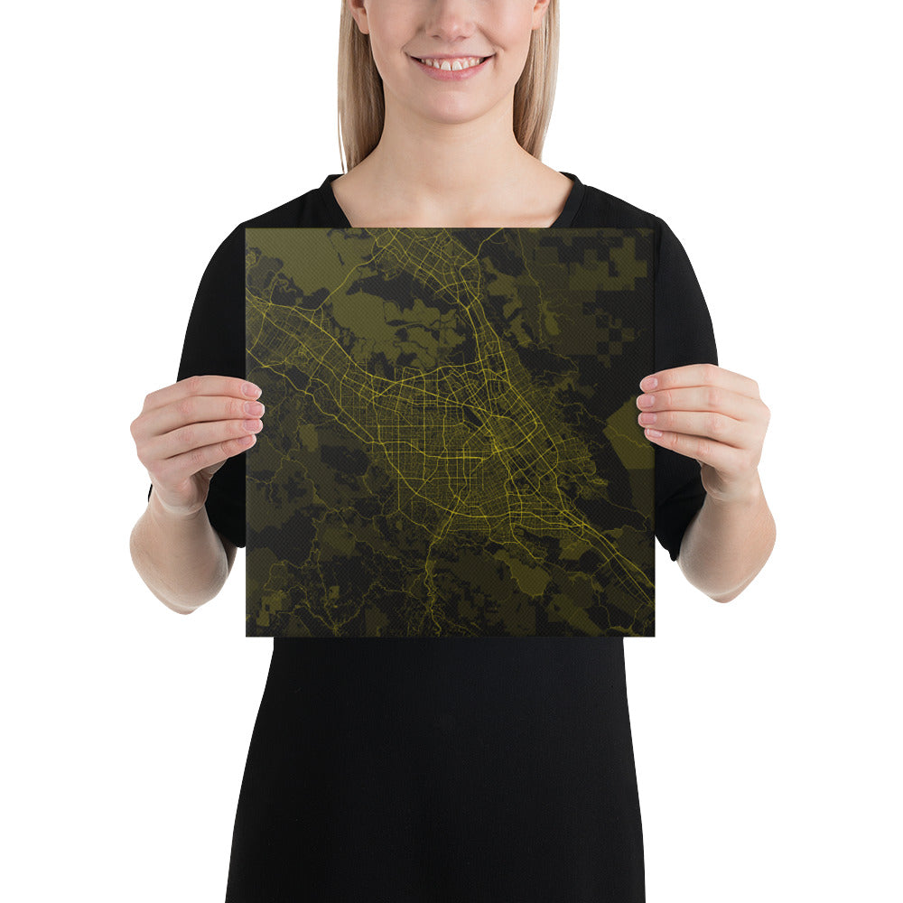 San Jose Black and Yellow Canvas Map