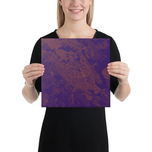 San Jose Purple and Orange Canvas Map