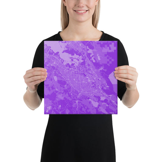 San Jose Purple and White Canvas Map