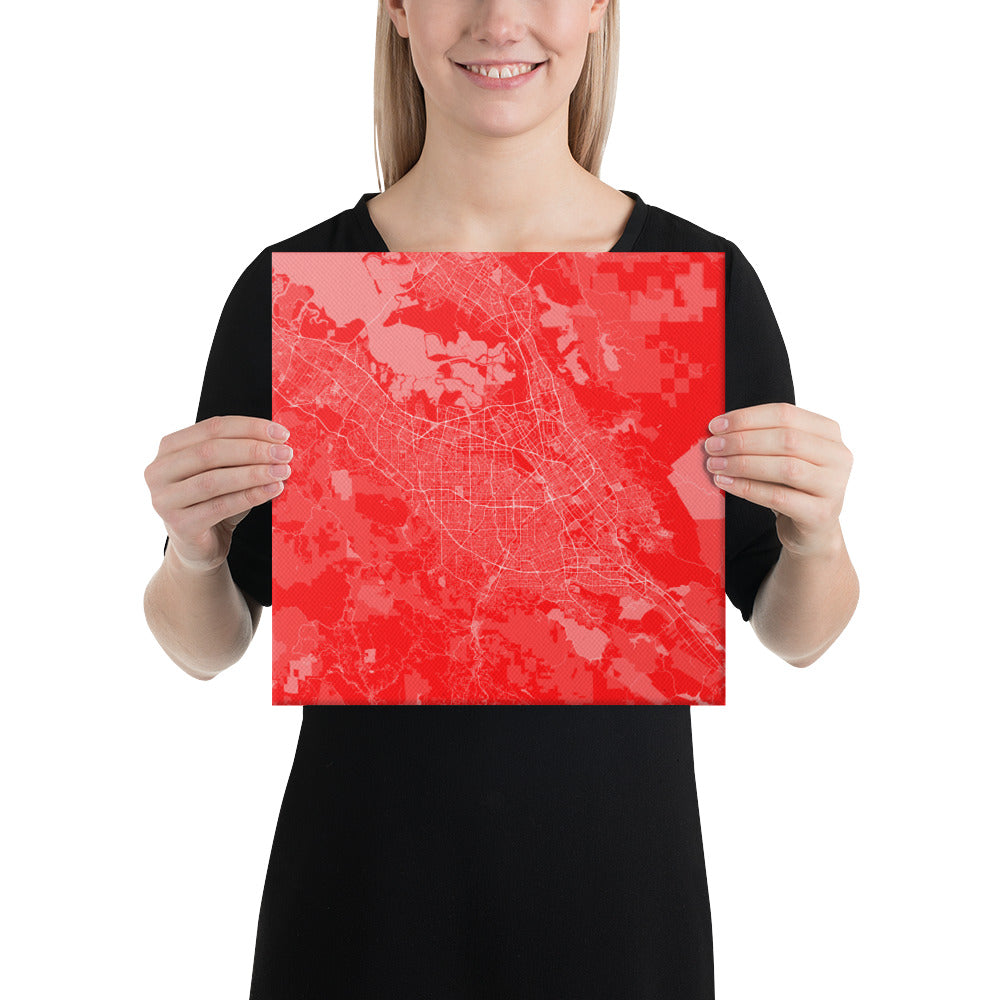 San Jose Red and White Canvas Map