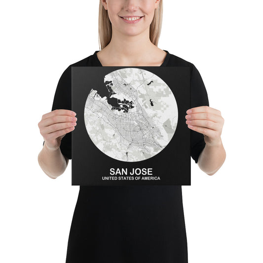 San Jose Circular White Canvas Map