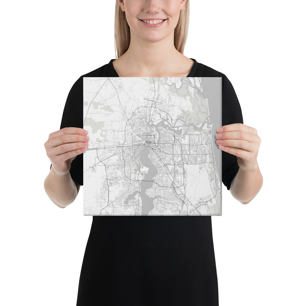 Jacksonville White Canvas Map