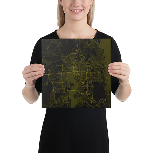 Jacksonville Black and Yellow Canvas Map