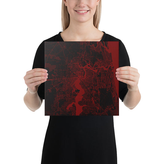 Jacksonville Black and Red Canvas Map