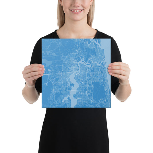 Jacksonville Blue and White Canvas Map