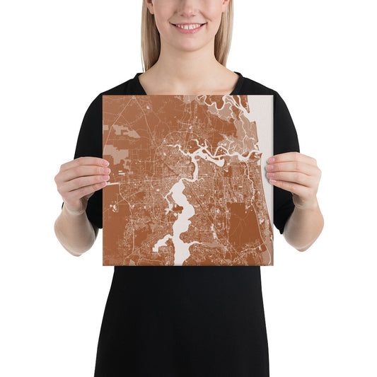 Jacksonville Brown and White Canvas Map