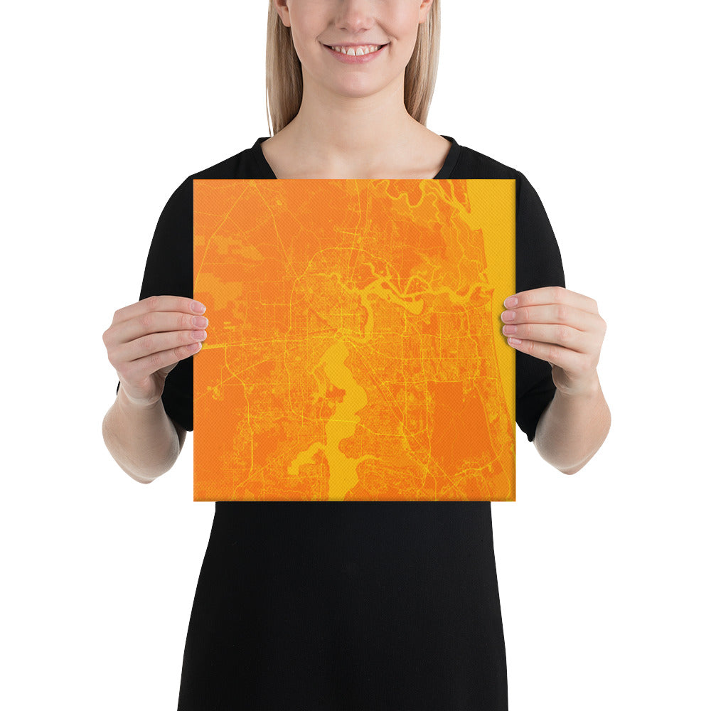 Jacksonville Orange and Yellow Canvas Map