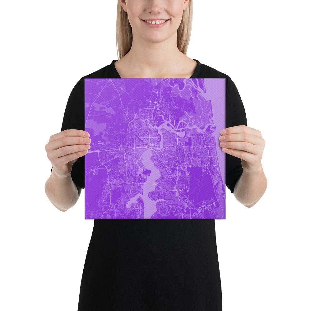 Jacksonville Purple and White Canvas Map