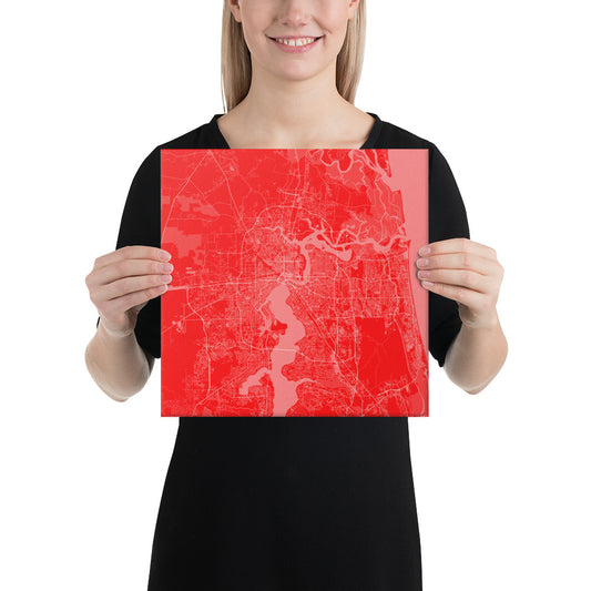 Jacksonville Red and White Canvas Map